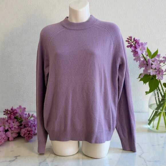 Vintage 90s Designers Originals SOFT Lilac Mock-Neck Sweater | Size L - Picture 1 of 7